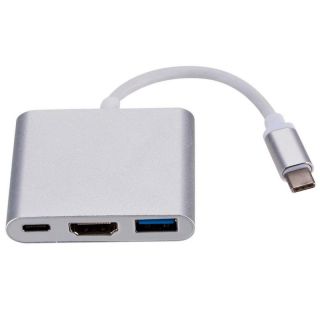 - Multimedia Adapteris Type-C to HDMI 4K @ 30Hz, 1080P @ 60Hz + USB 3.0 Sudraba