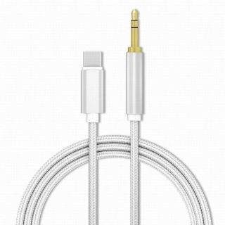 - Textile Premium AUX vads USB-C -&amp;amp;gt; 3.5 mm 1m Sudraba