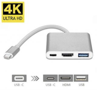 - RO-AD1 3 in 1 USB-C Multiport Adapteris  /  USB 3.0  /  HDMI  /  USB-C  /  Sudraba