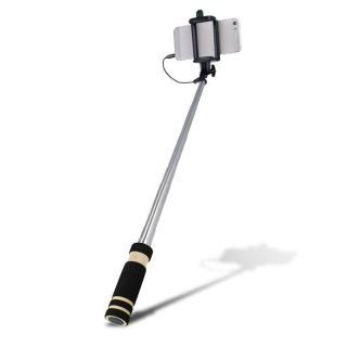 - Mini Selfie Stick ar pogu statīvā un 3.5mm Audio vadu Melns