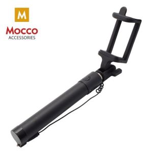 - Basic Selfie Stick Statīvs ar iebūvētu pogu rokturī 3.5mm  /  78 cm  /  Audio vadu  /  Melns