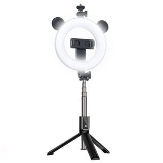- V4 Universāls Selfie Stick ar 3 toņu LED lampu  /  Tripod Statnis  /  Bluetooth Tālvadības pults  /  Melns