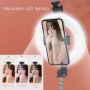 V2 Universāls Selfie Stick ar 3 toņu LED lampu / Tripod Statnis / Bluetooth Tālvadības pults / Melns