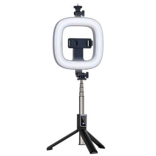 - V1 Universāls Selfie Stick ar 3 toņu LED lampu  /  Tripod Statnis  /  Bluetooth Tālvadības pults  /  Melns