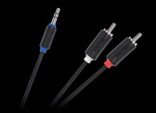 - Audio Vads 3.5 mm M -> 2 x RCA M 1m Melns