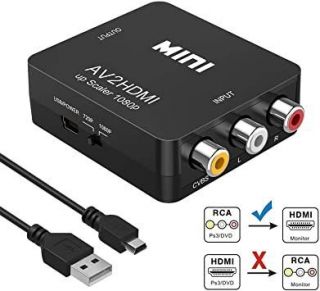 - Signāla Pārveidotājs Adapteris no RCA uz HDMI +Audio Melns