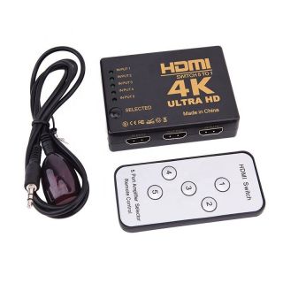 - HDMI 4K ātrgaitas sadalītājs 5 HDMI ieejas  /  tālvadības pults  /  infrasarkanais kabelis