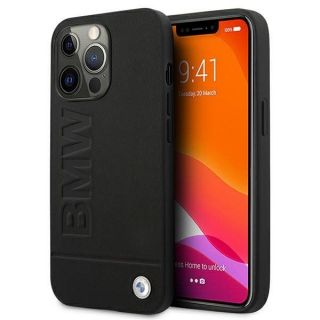 BMW BMHCP13LSLLBK Back Case Aizmugurējais Ādas Apvalks Telefonam Apple iPhone 13  /  13 Pro Melns