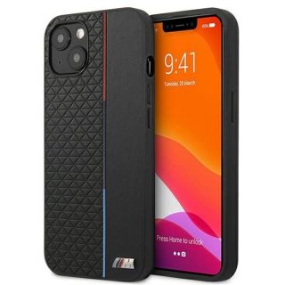 BMW M kolekcija BMHCP13MTRTBK Back Case Aizmugurējais Ādas Apvalks Telefonam Apple iPhone 13 Melns