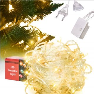 - Ziemassvētku Lampiņas  /  Virtene  /  200 LED  /  Silti Balta  /  20m