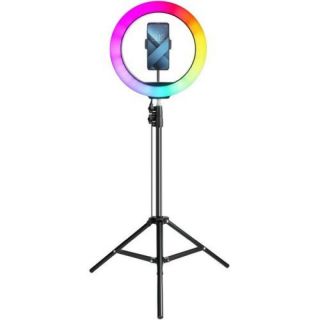 - V12 Universāls Tripod Statnis priekš Selfie ar RGB LED lampu 12'' Melns