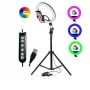 V12 Universāls Tripod Statnis priekš Selfie ar RGB LED lampu 12'' Melns