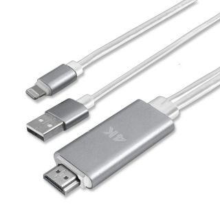 4smarts HDMI 4K uz USB un Lightning HDTV Kabelis / 1.8m / Sudraba