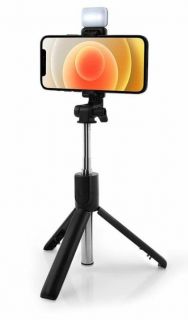 - R1S 2in1 Universāls Selfie Stick + Tripod Statnis ar Bluetooth Tālvadības pulti + Zibspuldze