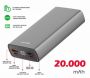 Aluminium Power Banka Ārējās Uzlādes Baterija 2xUSB  /  USB-C  /  Micro USB  /  20W  /  20000 mAh