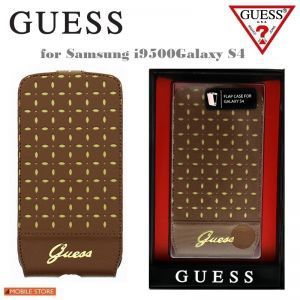 GUESS GUFLS4PEC Gianna Cognac Leather Slim Flip Case for Samsung i9500 Galaxy S4  EU Blister