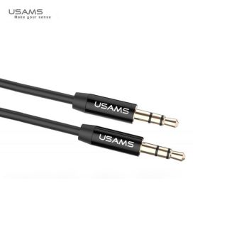 - Usams YP-01 Premium audio elastīgs vads Aux Ligzdas 3.5mm spraudnis uz 3.5mm spraudni 1m Melns