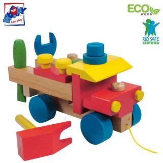 - Woody 90101 Eko koka attīsto&amp;amp;#353;a krāsaina kravas automa&amp;amp;#353;īna ar instrumentiem 17gab. bērniem no 3 gadiem + 22x15cm