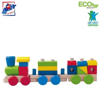 - Woody 91846 Eko koka attīsto&amp;amp;#353;a rotaļlieta vilciens ar konstruē&amp;amp;#353;anas blokiem 18gdb. bērniem no 2 gadiem + 43cm