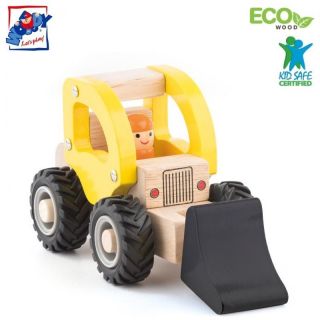 - Woody 91803 Eko koka Dzeltena ma&amp;amp;#353;īna Ekskavators bērniem no 3 gadiem + 17x9cm