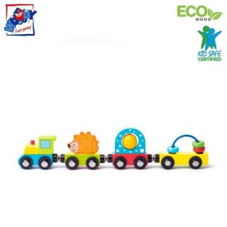 - Woody 93057 Eko koka attīsto&amp;amp;#353;s komplekts Vilciens un vagoni ar magnētiskiem elementiem 4gab. bērniem no 3 gadiem + 27.5cm