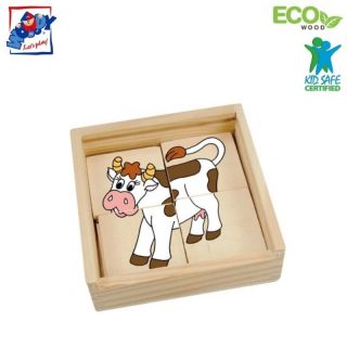 - Woody 93003 Eko koka attīsto&amp;amp;#353;ā puzle koka kastītē Vilciens 16gab. bērniem no 2 gadiem + 11x11cm