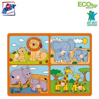 - Woody 91914 Eko koka attīsto&amp;amp;#353;ā puzle ''Dzīvnieki ar saviem mazuļiem'' 8gab. bērniem no 2 gadiem + 29.5x22cm