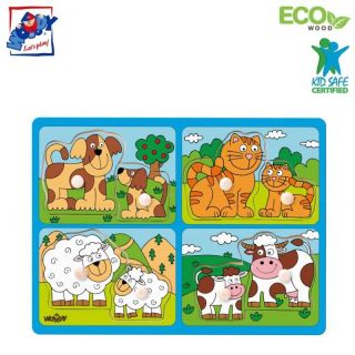 - Woody 91913 Eko koka attīstošā puzle ''Dzīvnieki ar saviem mazuļiem''  8gab.  bērniem no 2 gadiem +  29.5x22cm