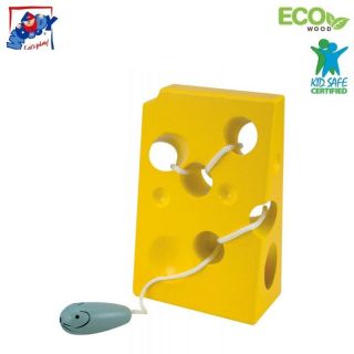 - Woody 90470 Eko koka pamāco&amp;amp;#353;ā un attīsto&amp;amp;#353;a rotaļlieta ar &amp;amp;#353;norēm ''Pele ar sieru'' bērniem no 3 gadiem + 11x17cm