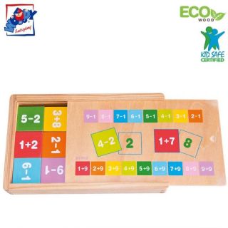 - Woody 90898 Eko koka attīsto&amp;amp;#353;ā puzle matemātikas apgūvei 81gab. bērniem no 3 gadiem + 19x12x3cm