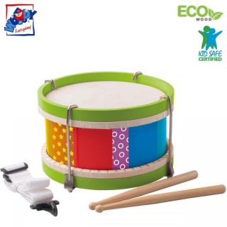 - Woody 91700 Eko koka mūzikas instruments Bungas uz jostu 5gab. bērniem no 2 gadiem + 22x13cm