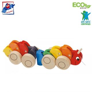 - Woody 90135 Eko koka izglītojo&amp;amp;#353;ā rotaļlieta vilkt aiz striķīti ''Krāsains simtkājis'' bērniem no 2 gadiem + 30x5.5cm