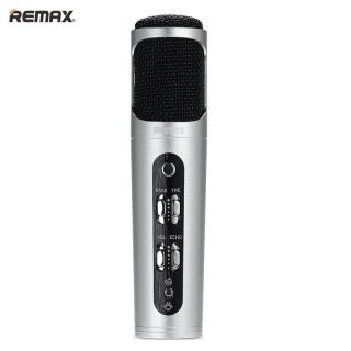 Remax K02 3.5mm AUX Mikrofons prik&amp;amp;#353; Karaoke &amp;amp;amp; AUX Mobīlām Ierīcēm ar Ekvalaizeri Android / iOS Uzlādējams Sudraba