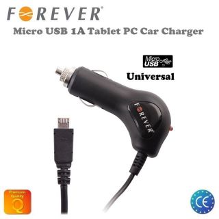 Forever 1A Kompakts Micro USB Auto Lādētājs  Universāls  ar 1.2m vadu Euro CE  EU Blister