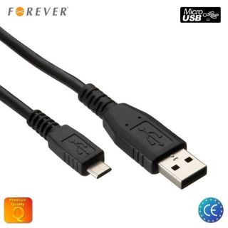 Forever Mīksts Prēmum Kvalitātes Datu &amp;amp;amp; Uzlādes Kabelis Micro USB 2.0 1m Melns