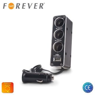 Forever 12 / 24V Socket splitter + USB 500mAh lādētājs auto strāvas 12 / 24V ligzdas sadalītājs no 1 uz 3 ar vadu