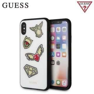 GUESS GUHCPXACCAWH Iconic TPU aizmugures maks-apvalks priek&amp;amp;#353; Apple iPhone X  /  iPhone Xs Balts