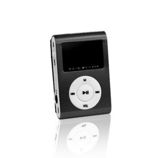 - Setty Metal Clip MP3 Pleijeris ar FM Radio LCD Displeju Micro SD slotu līdz 32GB biebūvētu Li-Ion Batereju Melns