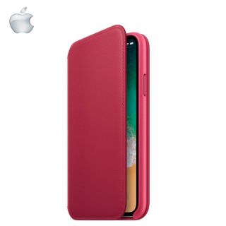 Apple MQRX2ZM/A Leather Folio Oriģināls Super pāns sāniski atverams maks priek&amp;#353; iPhone X / Xs Aveņu-rozā