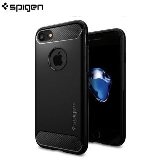 - Spigen Rugged Armor matēts aizmugures maks ar karbona un glancētiem elementiem priek&amp;amp;#353; Apple iPhone 7 Plus  /  8 Plus Melns