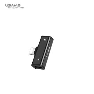 - Usams US-SJ270 Lightning Kabeļu adapteris uz Lightning austiņu ligzdu + Lightning uzlādes Ligzdu Melns