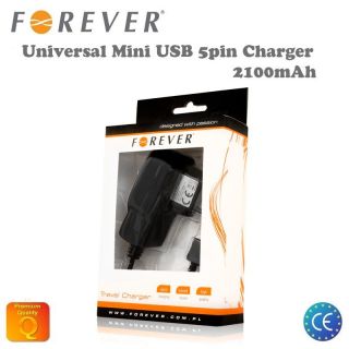 Forever 2.1A Tīkla Lādētājs Mini USB 5pin Plan&amp;amp;#353;etdatoriem  /  GPS Navigācijām HQ Analogs EU Blister