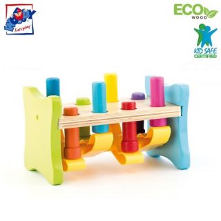 - Woody 91841 koka-plastmasa attīsto&amp;amp;#353;s krāsains komplekts statīvs ar āmuru un formām bērniem no 2 gadiem + 23x16.5x14cm