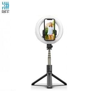 - Riff L07 Profesionālā Selfie Nūja garums maks. 90cm ar gredzena LED gaismu  /  statīvu  /  portatīvo bezvadu slēd&amp;amp;#382;a pogu Melna