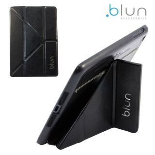 BLUN MHS Eko ādas sāniski atverams maks ar stendu Samsung T230 Galaxy Tab 4 7.0 Melns