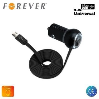 Forever 1A Mini Auto 12 / 24V Lādētājs Micro USB Universāls 2,5m Plakans vads EU Blister