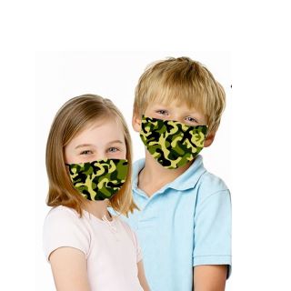 - Bērnu 6+ Antibakteriāla 2-slāņu Mazgājama Cieši pieguļoša sejas maska ar Sudraba joniem Komoflāžas
