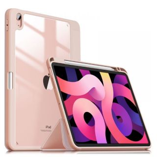 - INFILAND Crystal sērijas Plāns Planšetdatora sāniski atverams maks priekš Apple iPad Air 4 10.9'' 2020 Rozā