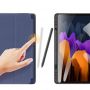 Dux Ducis Domo sērijas Daudzfunkcionāls Maks ar statīvu un Miega gudru funkciju planšetdatoram Samsung Galaxy Tab S7+ T970  /  T976 Tumši zils