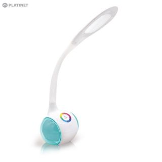 - PDL20BAT Portatīva 2in1 LED Galda un Nakts Krāsu Atmosfēras Lampa ar Bluetooth skaļruni Balta